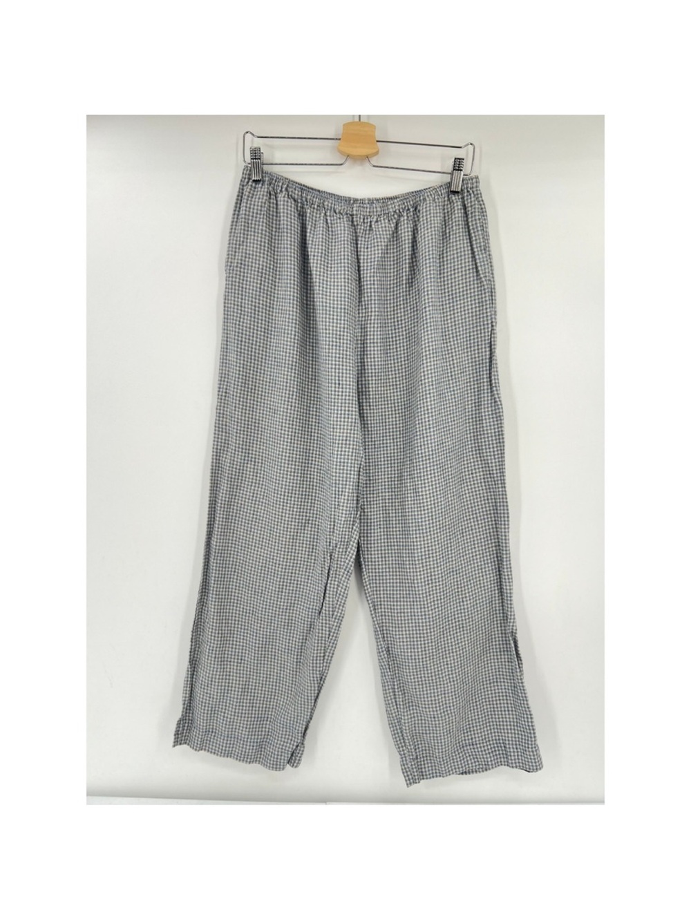 Deiji Studios Linen Ease Trouser in Field Check Large - Picture 4 of 15